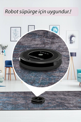 Fusion Modern Dokuma Taban Dekoratif Gri / Mavi Halı AL 419 - 6