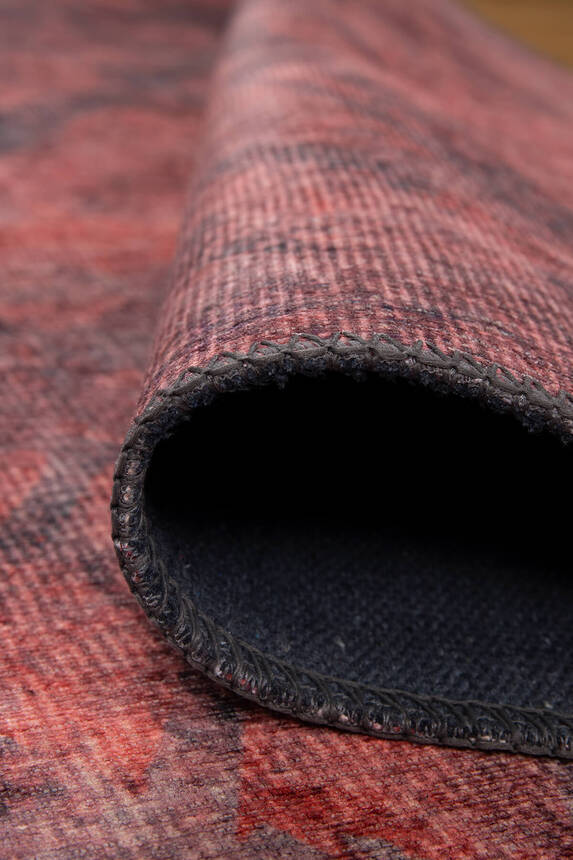 Fusion Modern Dokuma Taban Dekoratif Gri / Bordo Halı AL 422 - 5