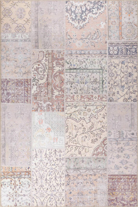 Jazz Patchwork Desenli Dokuma Taban Dekoratif Bej Halı AL 420 - 2