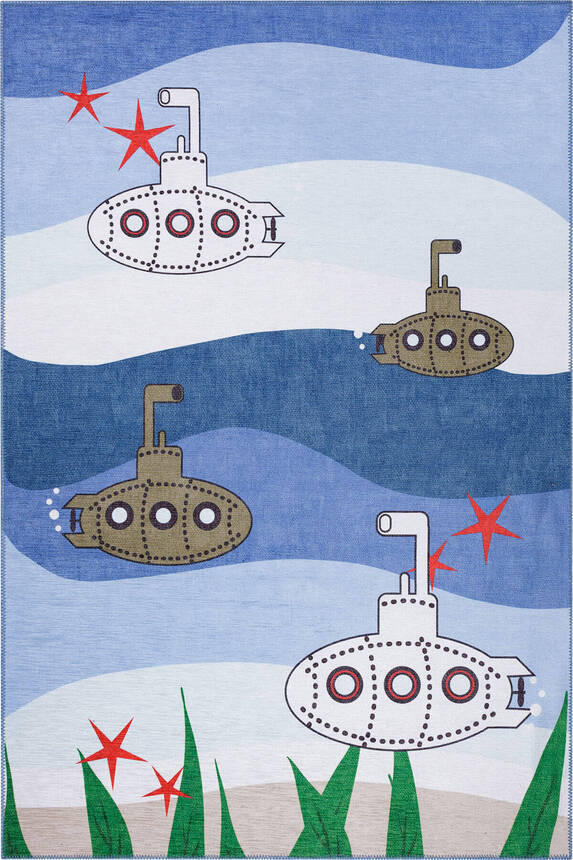 Minor Dokuma Taban Dekoratif Mavi Deniz Altı Desenli Çocuk Halısı AL 408 - 2
