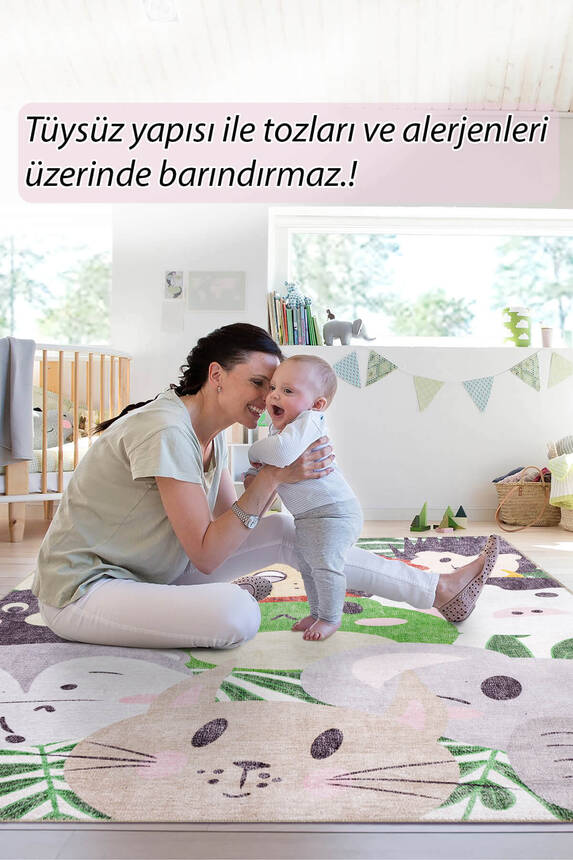 Minor Dokuma Taban Dekoratif Renkli Hayvan Desenli Çocuk Odası Halısı AL 416 - 7