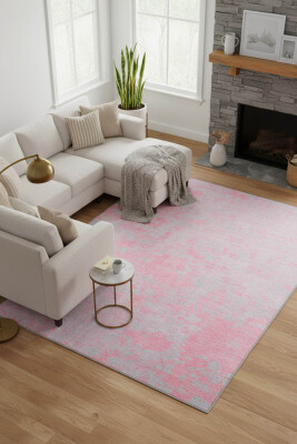 Funk Dokuma Taban Dekoratif Modern Pembe Halı AL 99 - Artloop