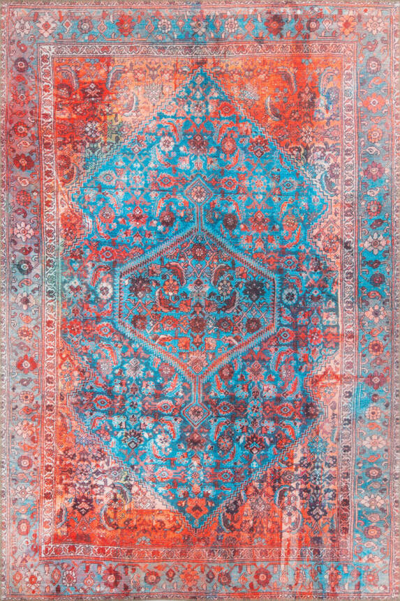 Fusion Modern Dokuma Taban Dekoratif Kırmızı / Mavi Halı AL 228 - 2