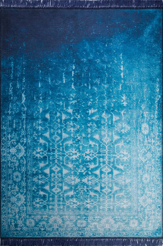 Fusion Modern Dokuma Taban Dekoratif Mavi Halı AL 135 - 2