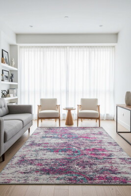 Fusion Modern Dokuma Taban Dekoratif Mor Halı AL 104 - Artloop