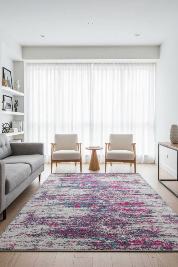 Fusion Modern Dokuma Taban Dekoratif Mor Halı AL 104 - 1