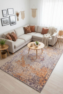 Fusion Modern Dokuma Taban Dekoratif Sarı Halı AL 237 - 1
