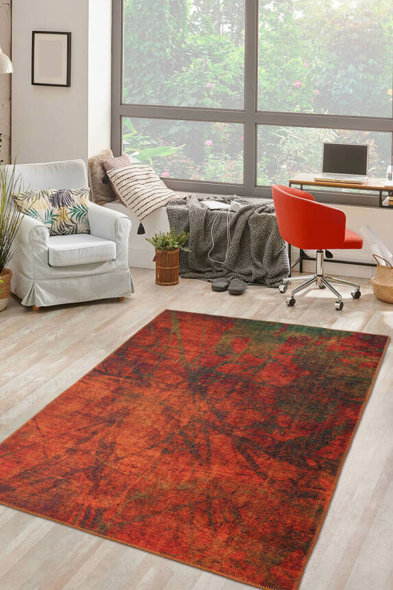 Fusion Modern Dokuma Taban Dekoratif Turuncu Halı AL 09 - 1