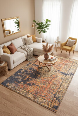 Fusion Modern Dokuma Taban Dekoratif Sarı Halı AL 275 - Artloop