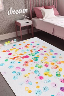 Ada Gönül Özel Tasarım Dekoratif Dokuma Taban Renkli Çocuk Halısı AL 309 - 1
