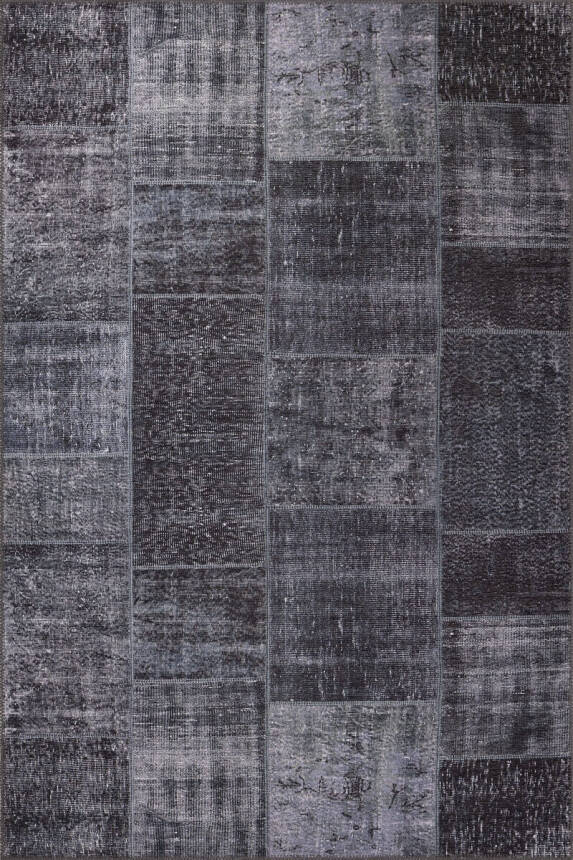 Jazz Patchwork Desenli Dokuma Taban Dekoratif Siyah Halı AL 81 - 2