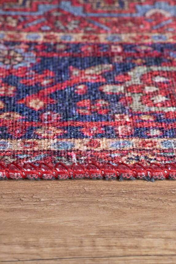 Blues Vintage Desenli Dokuma Taban Dekoratif Bordo Halı AL 162 - 6