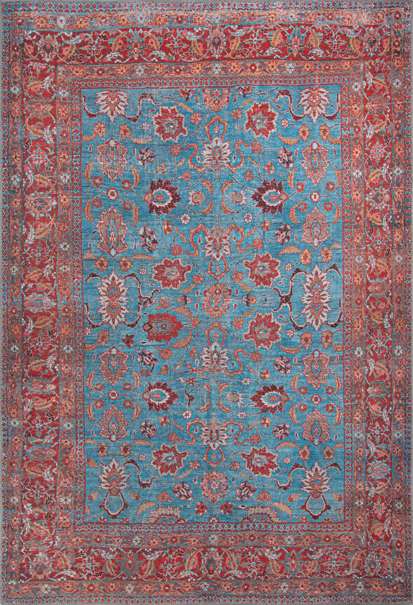 Blues Vintage Desenli Dokuma Taban Dekoratif Renkli Halı AL 170 - 1