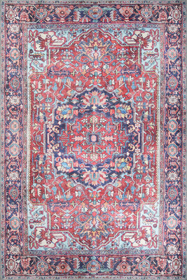 Blues Vintage Desenli Dokuma Taban Dekoratif Bordo Halı AL 352 - 1