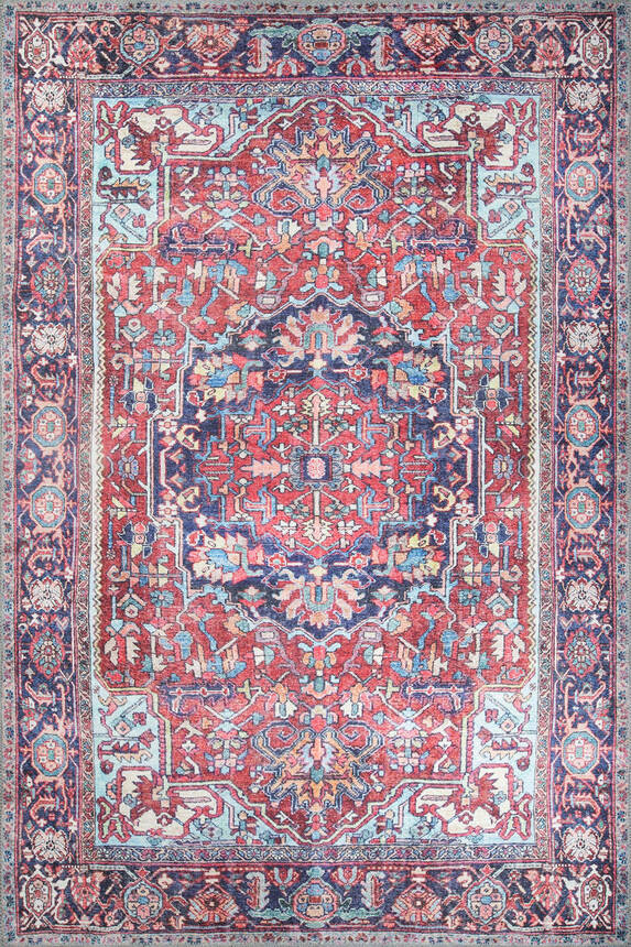 Blues Vintage Desenli Dokuma Taban Dekoratif Bordo Halı AL 352 - 1