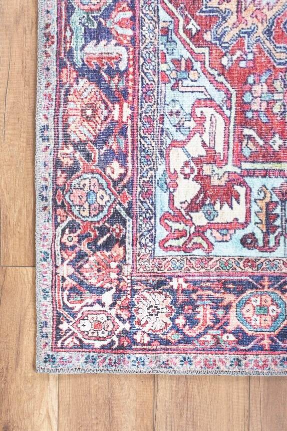 Blues Vintage Desenli Dokuma Taban Dekoratif Bordo Halı AL 352 - 2