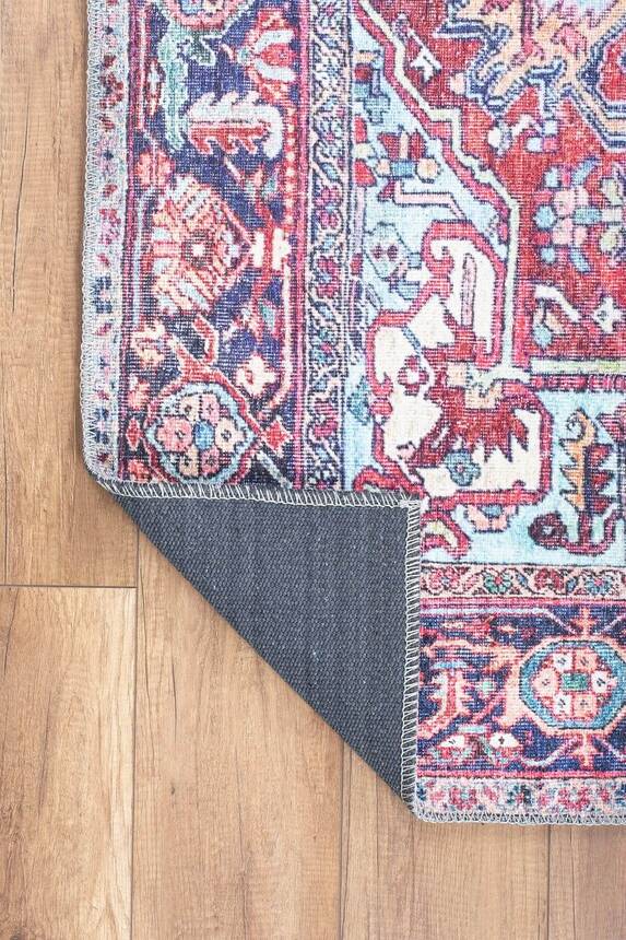 Blues Vintage Desenli Dokuma Taban Dekoratif Bordo Halı AL 352 - 4