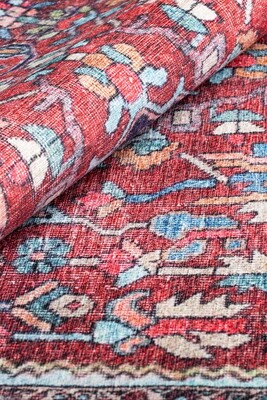 Blues Vintage Desenli Dokuma Taban Dekoratif Bordo Halı AL 352 - 5