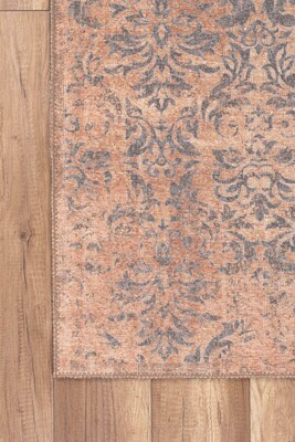 Blues Vintage Desenli Dokuma Taban Dekoratif Kahverengi Halı AL 318 - 2