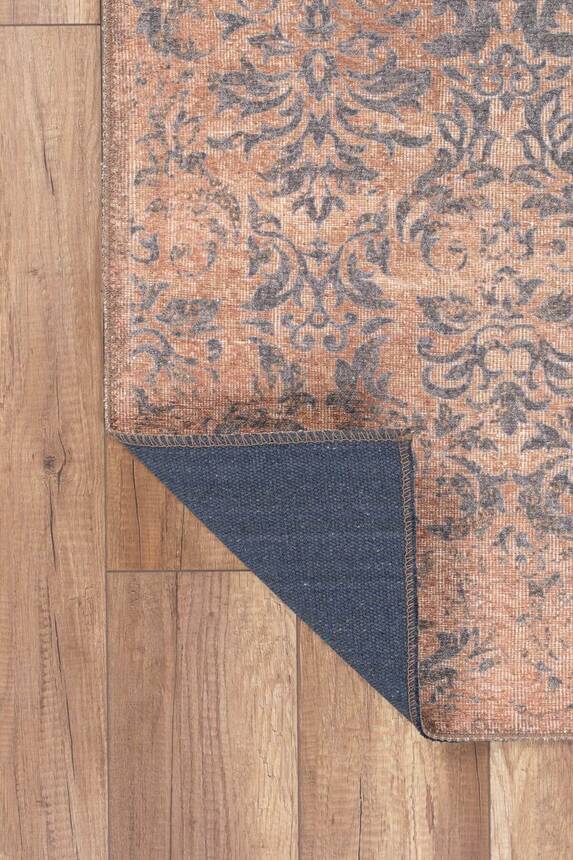 Blues Vintage Desenli Dokuma Taban Dekoratif Kahverengi Halı AL 318 - 4