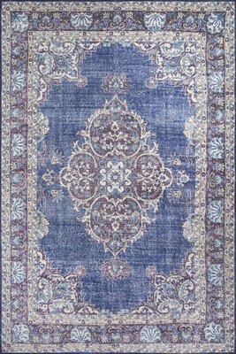 Blues Vintage Desenli Dokuma Taban Dekoratif Lacivert Halı AL 249 - 1