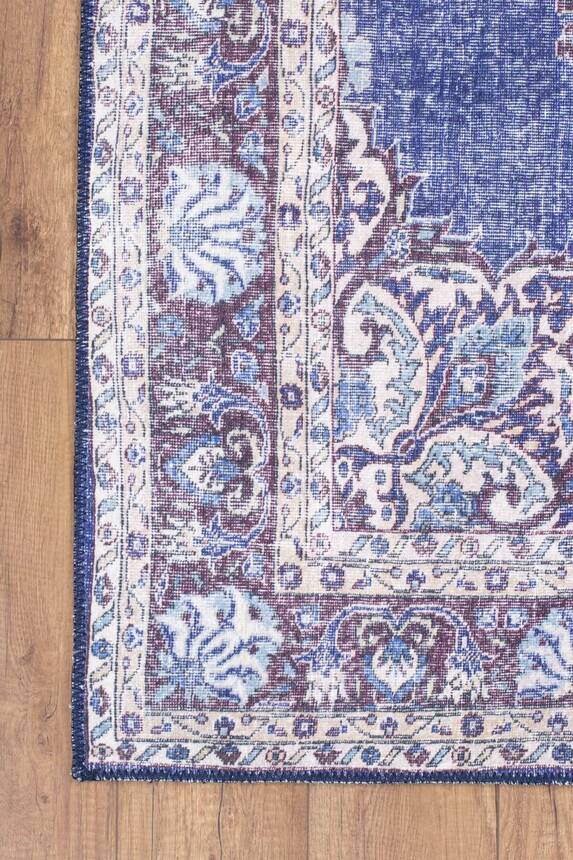 Blues Vintage Desenli Dokuma Taban Dekoratif Lacivert Halı AL 249 - 2