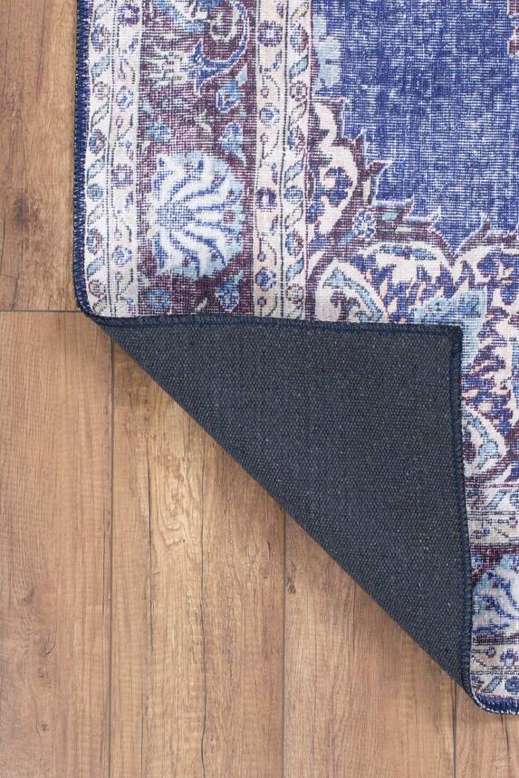 Blues Vintage Desenli Dokuma Taban Dekoratif Lacivert Halı AL 249 - 4