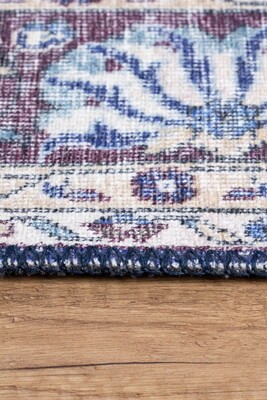Blues Vintage Desenli Dokuma Taban Dekoratif Lacivert Halı AL 249 - 6