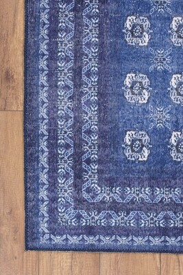 Blues Vintage Desenli Dokuma Taban Dekoratif Lacivert Halı AL 277 - 3