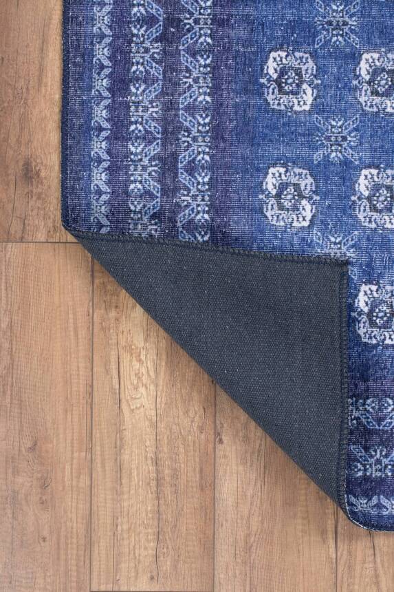 Blues Vintage Desenli Dokuma Taban Dekoratif Lacivert Halı AL 277 - 4