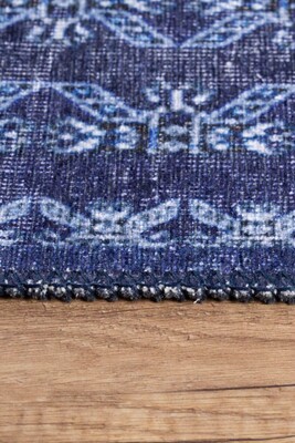 Blues Vintage Desenli Dokuma Taban Dekoratif Lacivert Halı AL 277 - 5