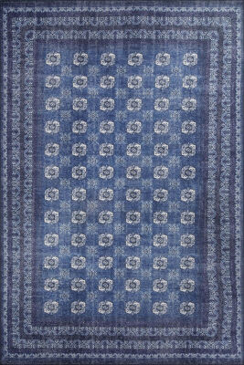 Blues Vintage Desenli Dokuma Taban Dekoratif Lacivert Halı AL 277 - 1
