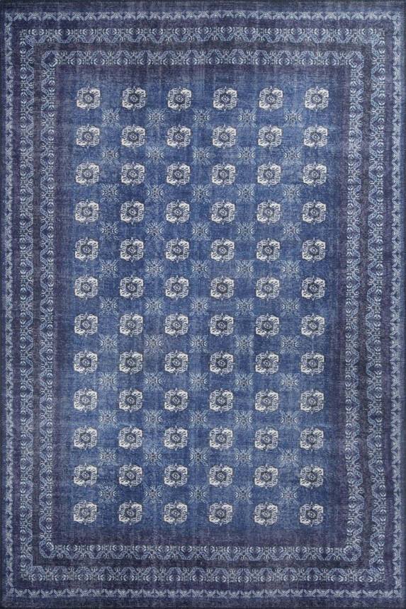 Blues Vintage Desenli Dokuma Taban Dekoratif Lacivert Halı AL 277 - 1