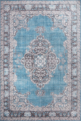 Blues Vintage Desenli Dokuma Taban Dekoratif Mavi Halı AL 201 - 1