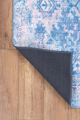 Blues Vintage Desenli Dokuma Taban Dekoratif Mavi Halı AL 270 - 4