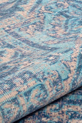 Blues Vintage Desenli Dokuma Taban Dekoratif Mavi Halı AL 270 - 5