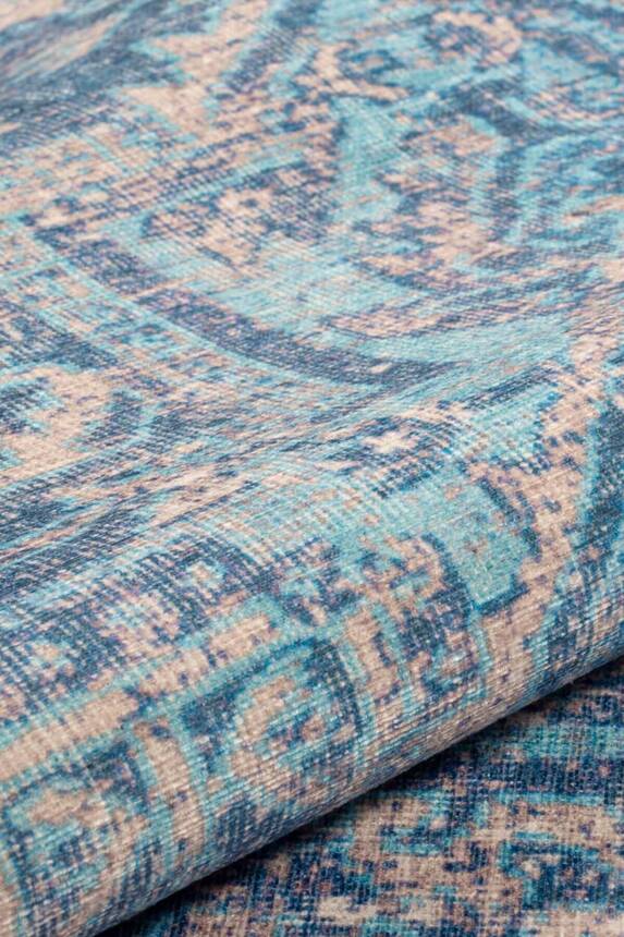 Blues Vintage Desenli Dokuma Taban Dekoratif Mavi Halı AL 270 - 5
