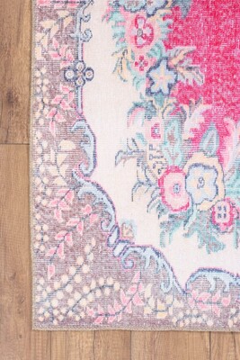 Blues Vintage Desenli Dokuma Taban Dekoratif Pembe Halı AL 250 - 3