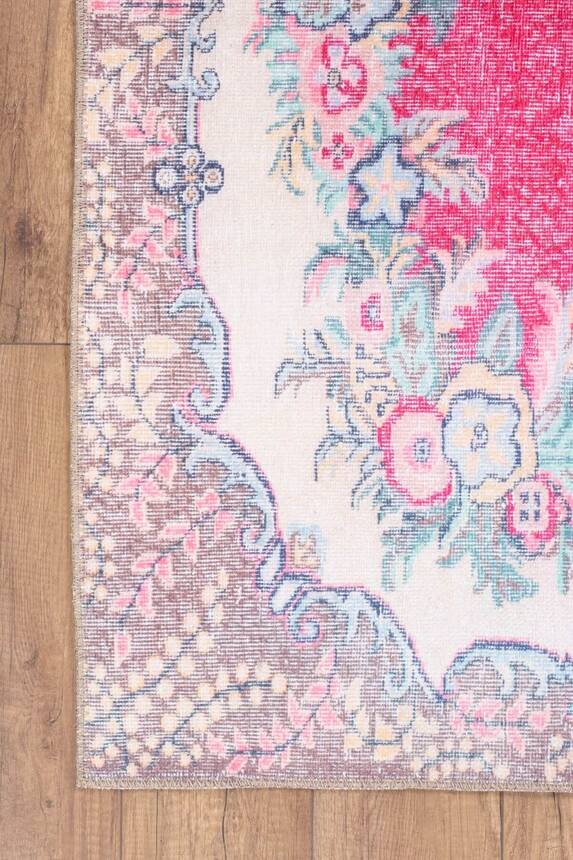 Blues Vintage Desenli Dokuma Taban Dekoratif Pembe Halı AL 250 - 3