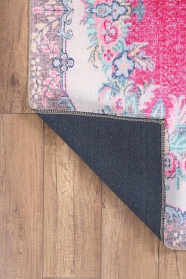 Blues Vintage Desenli Dokuma Taban Dekoratif Pembe Halı AL 250 - 4