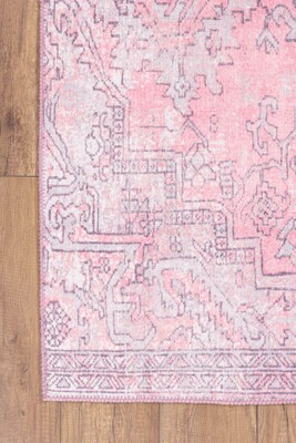 Blues Vintage Desenli Dokuma Taban Dekoratif Pembe Halı AL 271 - 2