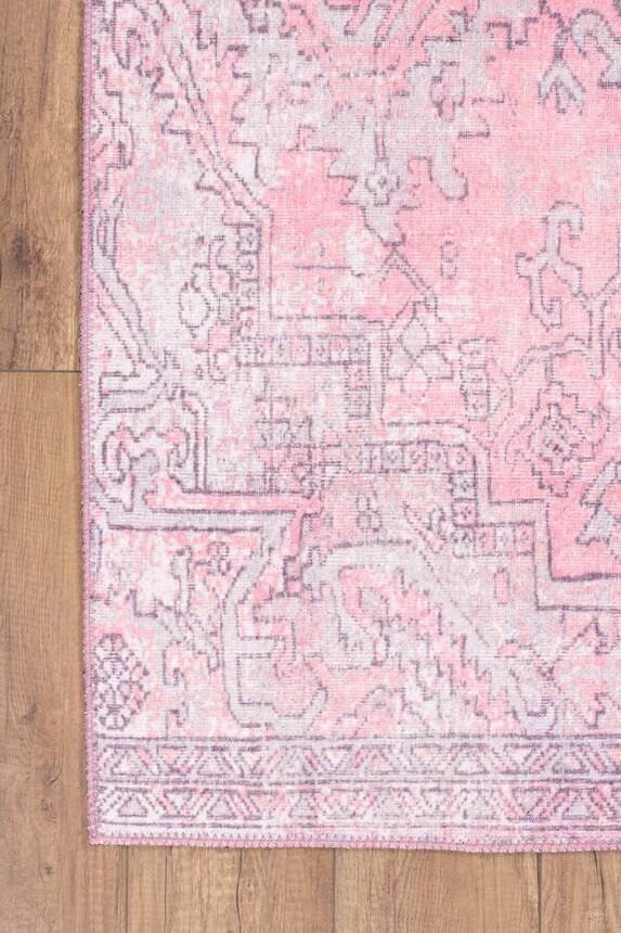 Blues Vintage Desenli Dokuma Taban Dekoratif Pembe Halı AL 271 - 2