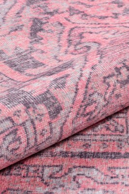 Blues Vintage Desenli Dokuma Taban Dekoratif Pembe Halı AL 271 - 5