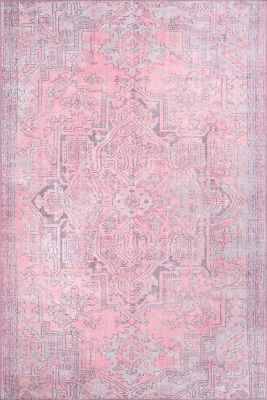 Blues Vintage Desenli Dokuma Taban Dekoratif Pembe Halı AL 271 - 1