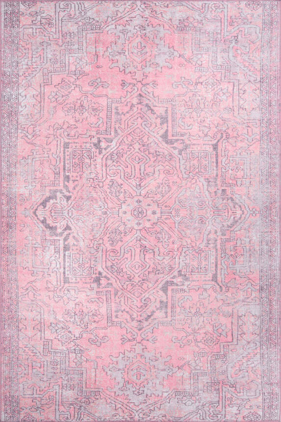 Blues Vintage Desenli Dokuma Taban Dekoratif Pembe Halı AL 271 - 1