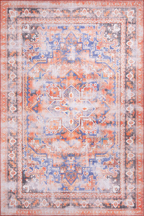 Blues Vintage Desenli Dokuma Taban Dekoratif Renkli Halı AL 272 - 1