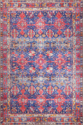 Blues Vintage Desenli Dokuma Taban Dekoratif Renkli Halı AL 340 - 1