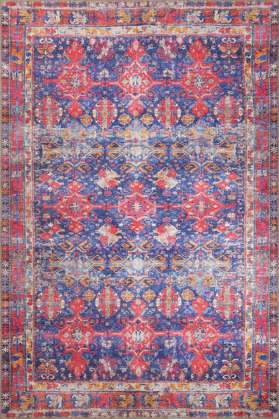 Blues Vintage Desenli Dokuma Taban Dekoratif Renkli Halı AL 340 - 1
