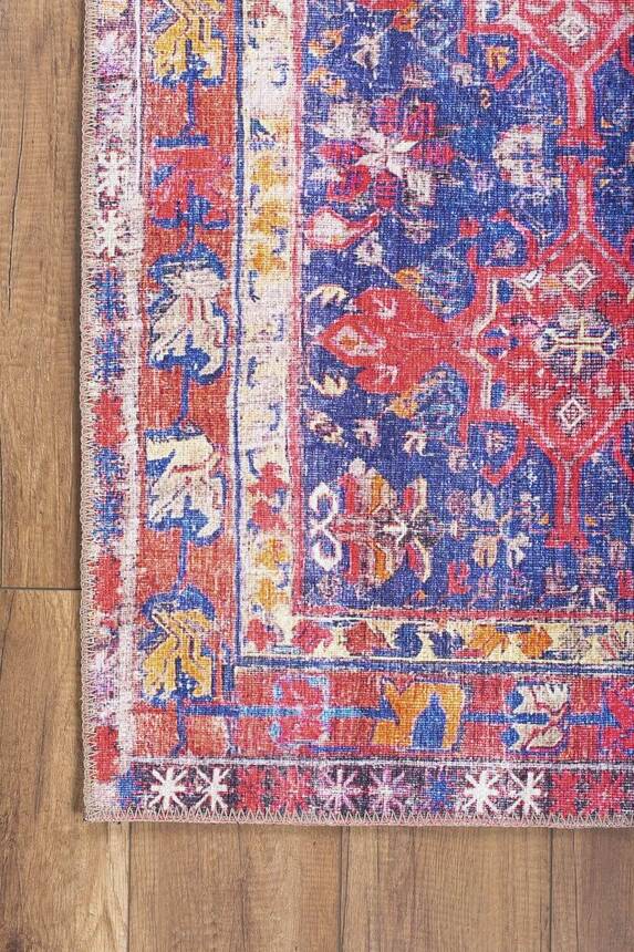 Blues Vintage Desenli Dokuma Taban Dekoratif Renkli Halı AL 340 - 2