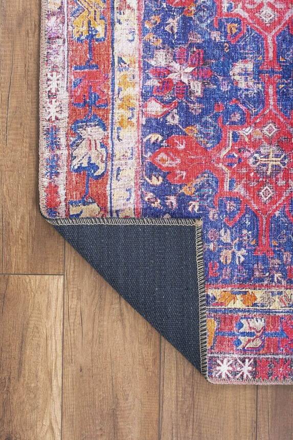 Blues Vintage Desenli Dokuma Taban Dekoratif Renkli Halı AL 340 - 4